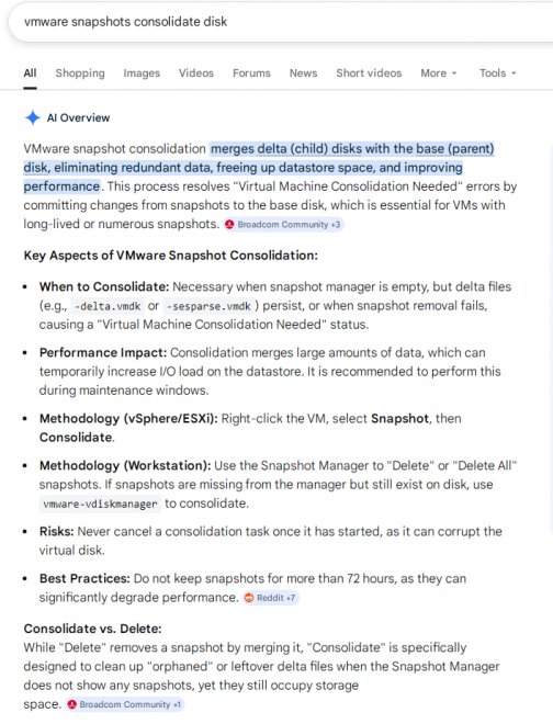 ������, �� ������� Consolidate - ����� ���������������, ���� ������ �������� ���������� ������� ("Consolidation needed").� Manage - �� ��������, �����, �������, ����������� ������, �� �������� �����