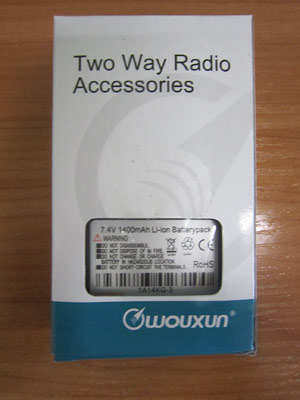������ ����������� � WOUXUN KG-UVD1P ����������� Li-ion �� 1400mAh��������� 10 ��������, �67 22� �9 42
